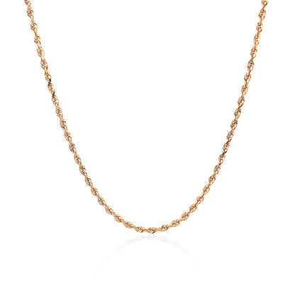 14k Rose Gold Solid Diamond Cut Rope Chain 1.5mm Bids.com