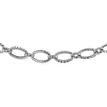 Textured Oval Link Bracelet in 14k White Gold Bids.com