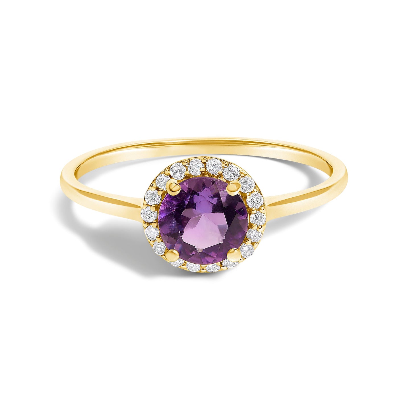 10K White Gold Purple Amethyst and 1/10 Cttw Diamond Halo Ring Bids.com
