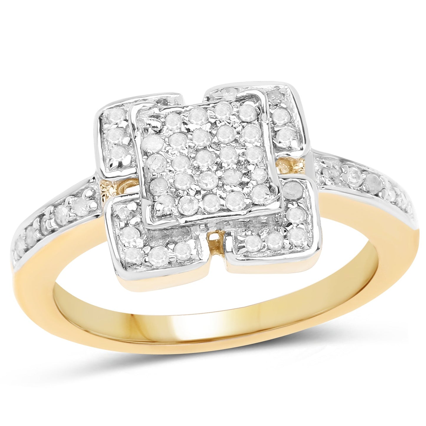 14K Yellow Gold Plated 0.24 Carat Genuine White Diamond .925 Sterling Silver Ring Bids.com