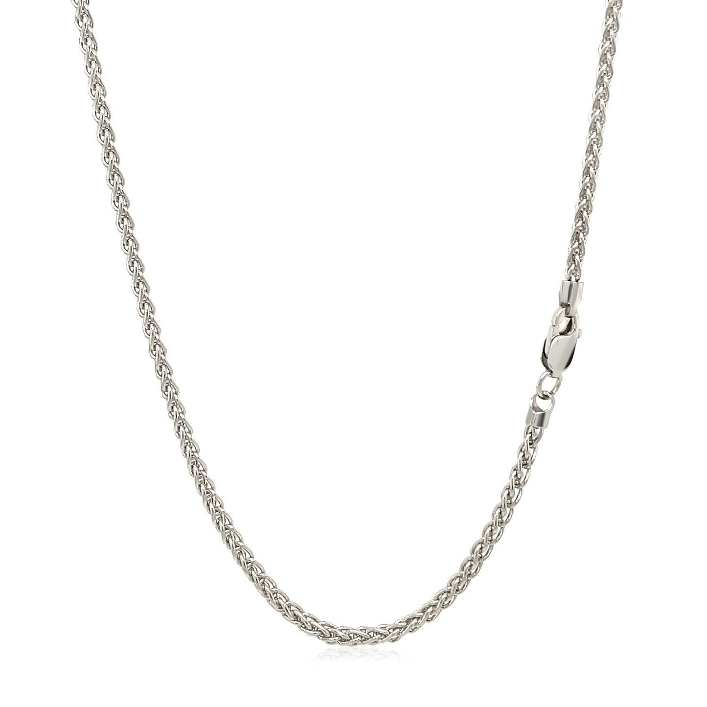 2.1mm 14k White Gold Round Wheat Chain Bids.com