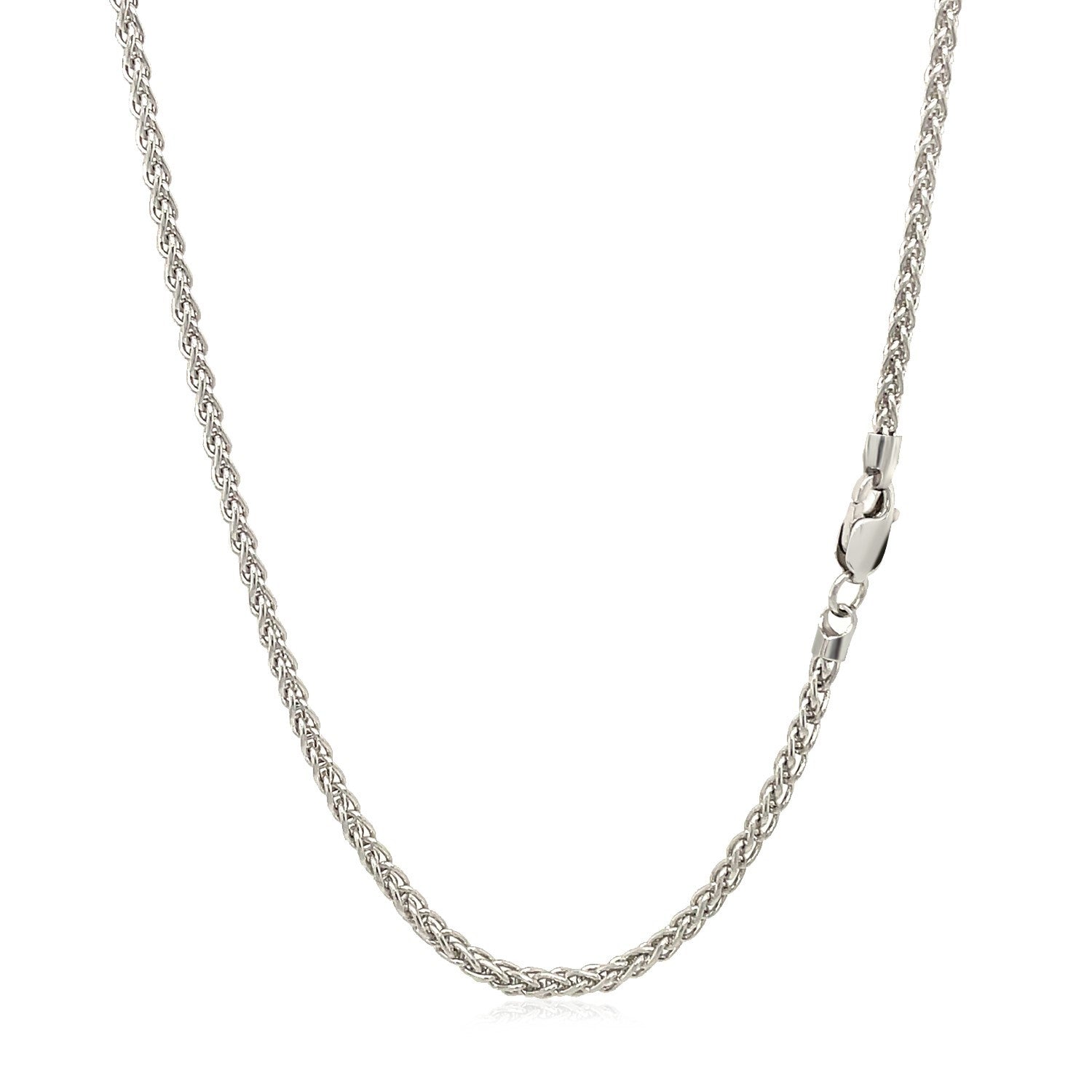 2.1mm 14k White Gold Round Wheat Chain Bids.com
