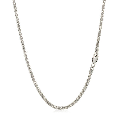 2.1mm 14k White Gold Round Wheat Chain Bids.com