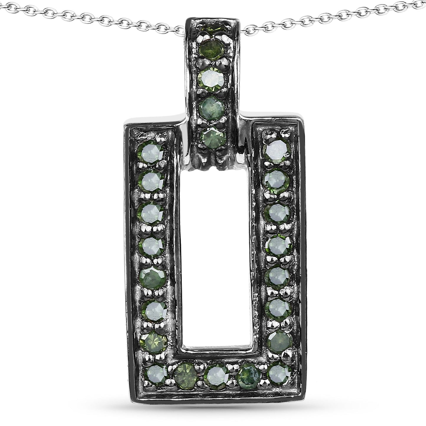 0.36 Carat Genuine Green Diamond .925 Sterling Silver Pendant Bids.com