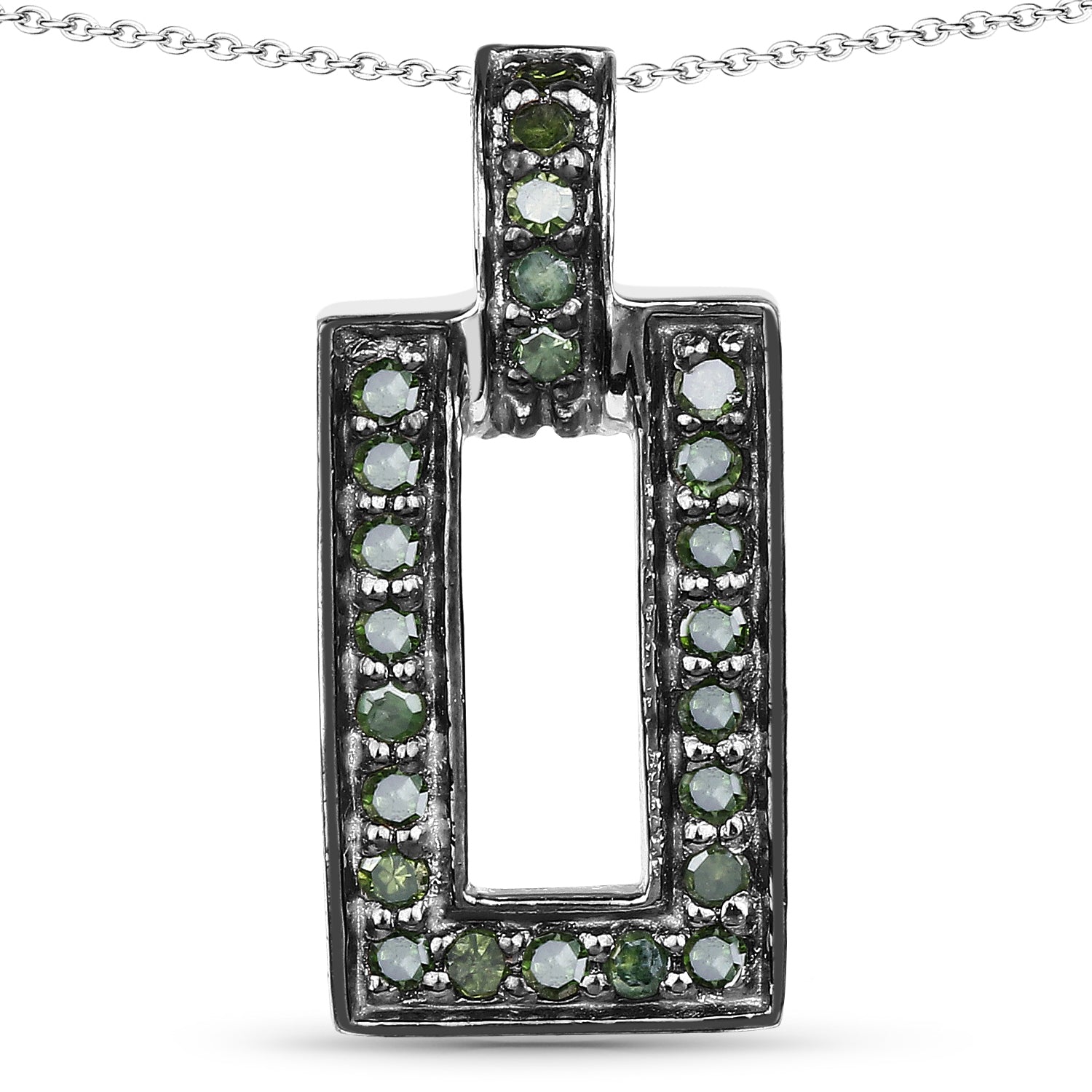 0.36 Carat Genuine Green Diamond .925 Sterling Silver Pendant Bids.com