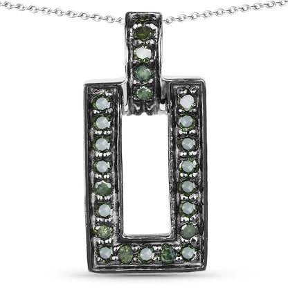 0.36 Carat Genuine Green Diamond .925 Sterling Silver Pendant Bids.com