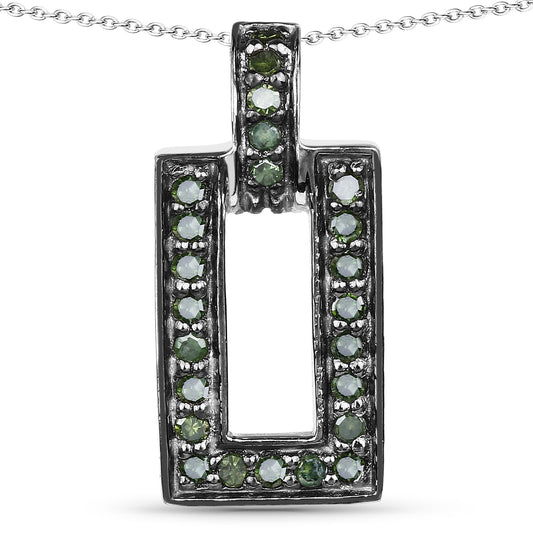 0.36 Carat Genuine Green Diamond .925 Sterling Silver Pendant Bids.com