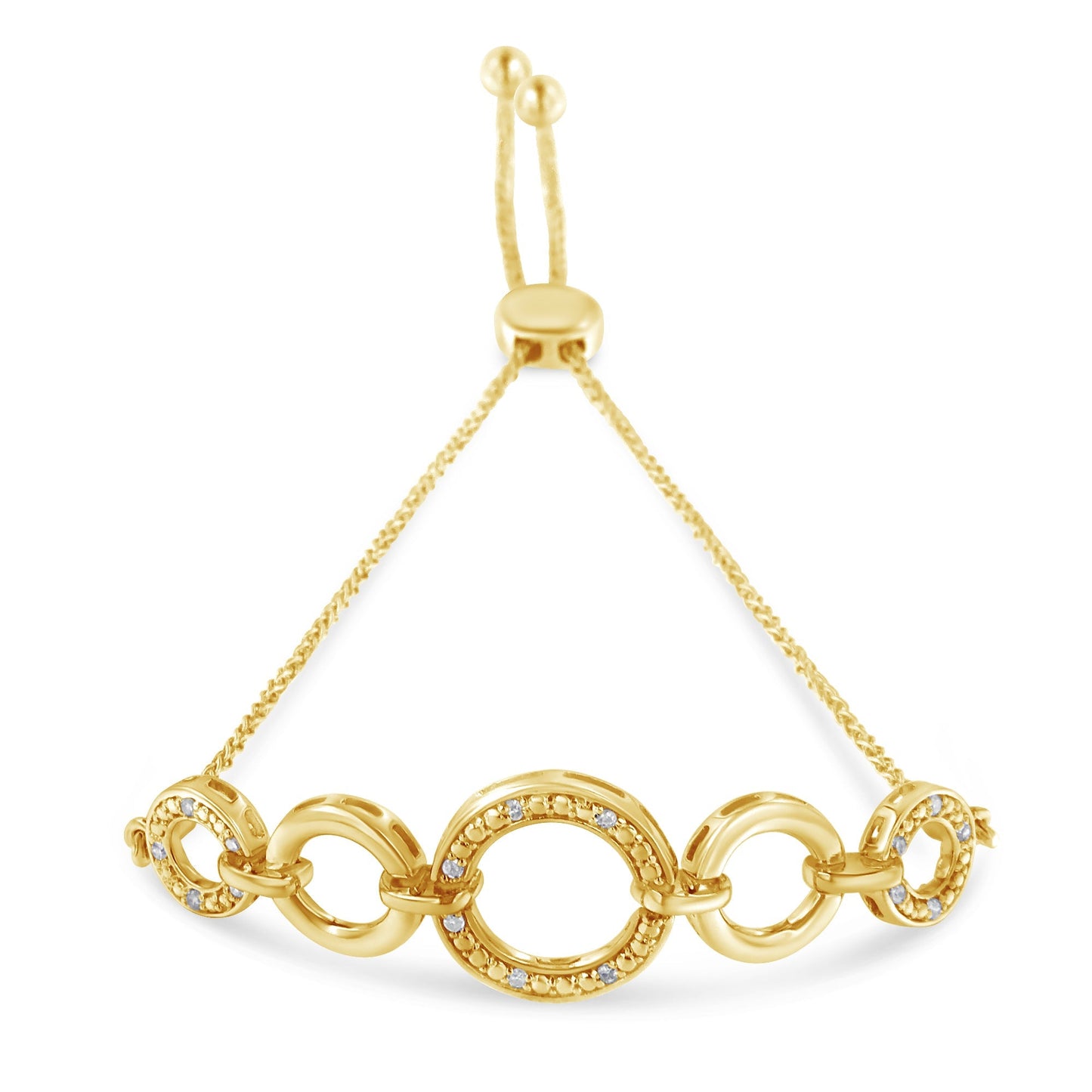 10K Yellow Gold over .925 Sterling Silver Diamond Accented Graduated Infinity Open Circle 6â€-9â€ Adjustable Bolo Bracelet (H-I Color, I2-I3 Clarity) Bids.com