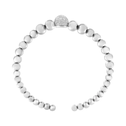 .925 Sterling Silver 1/6 Cttw Diamond Rondelle Graduated Ball Bead Cuff Bangle Bracelet (I-J color, I2-I3 clarity) - Fits wrists up to 7 1/2 inches Bids.com