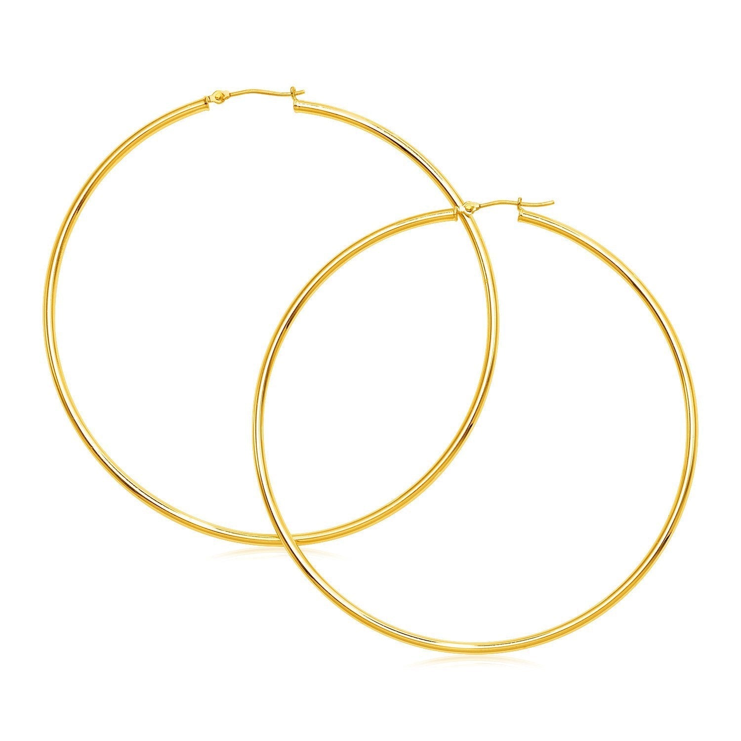 14k Yellow Gold Large Polished Hoop Earrings Bids.com