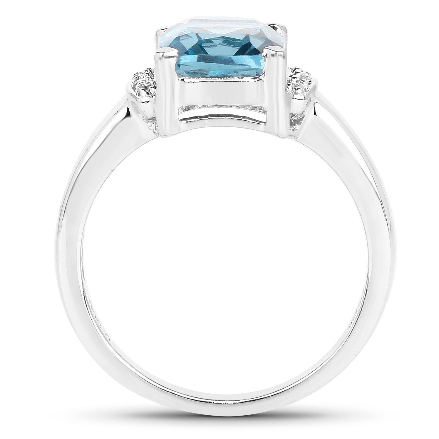 3.55 Carat Genuine London Blue Topaz & White Topaz .925 Sterling Silver Ring Bids.com