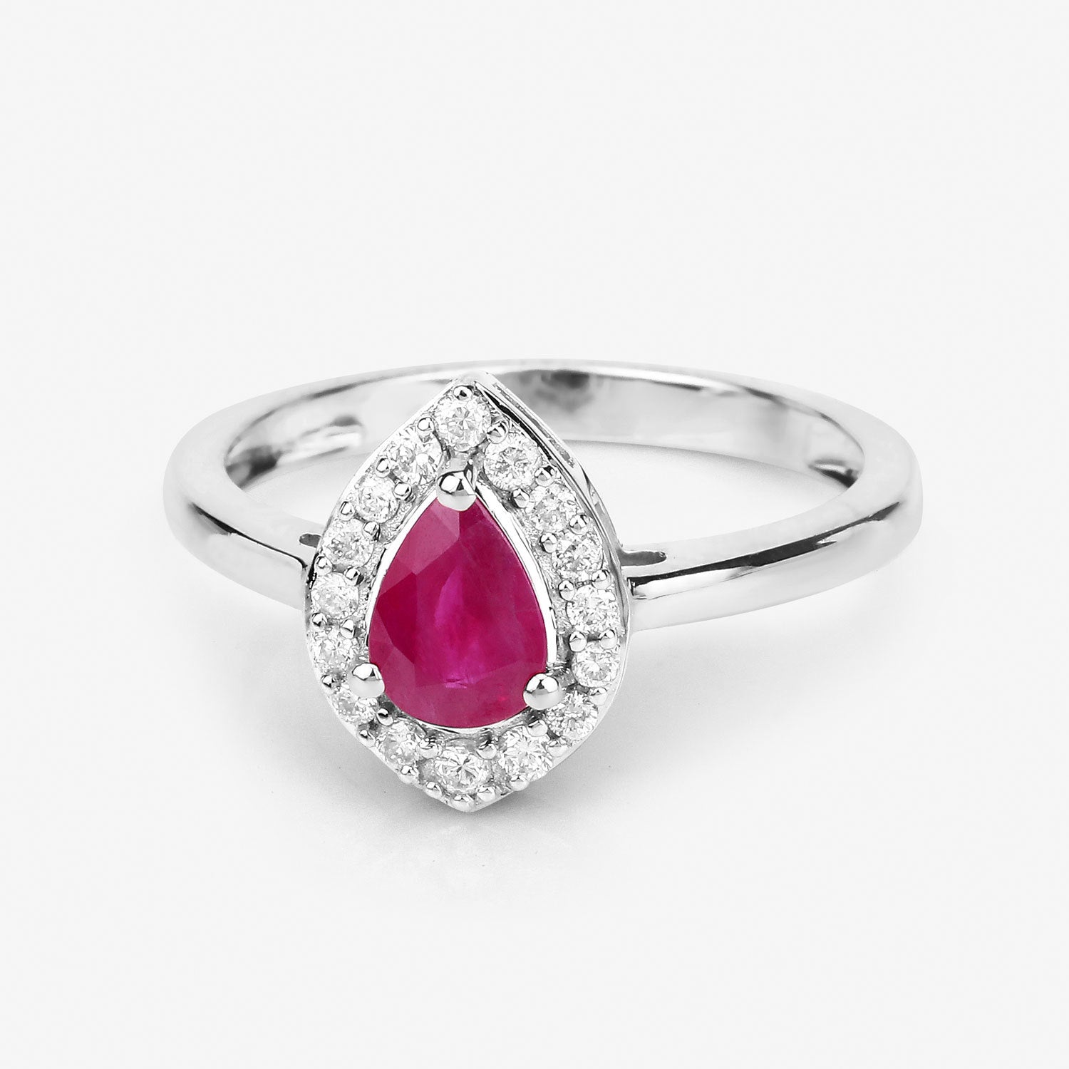 0.92 Carat Genuine Ruby and White Diamond 14K White Gold Ring Bids.com