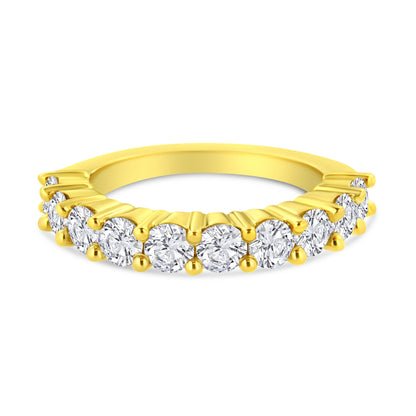 14K Yellow Gold Plated .925 Sterling Silver 2.0 Cttw Round Brilliant Cut Diamond 10 Stone Anniversary Band Ring (J-K Color, I1-I2 Clarity) - Size 7 Bids.com