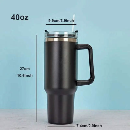 40oz Reusable Vacuum Tumbler with Insulated Double Wall and Cup Handle DailySale