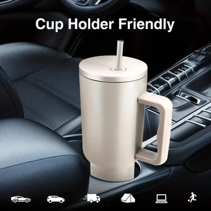40oz Tumbler with Handle, Lid and Straw Insulated Cup Reusable Stainless Steel DailySale