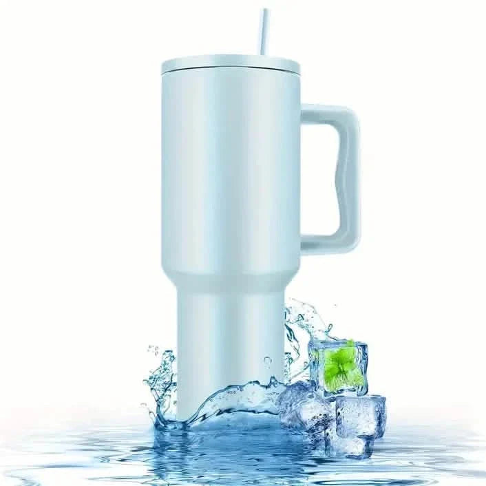 40oz Tumbler with Handle, Lid and Straw Insulated Cup Reusable Stainless Steel DailySale