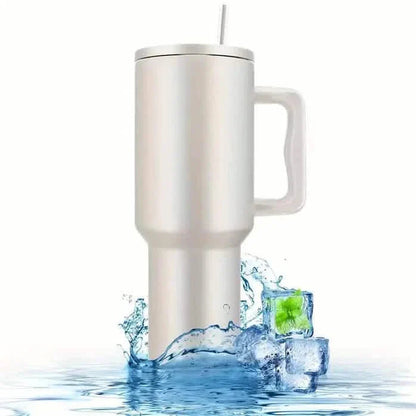40oz Tumbler with Handle, Lid and Straw Insulated Cup Reusable Stainless Steel DailySale