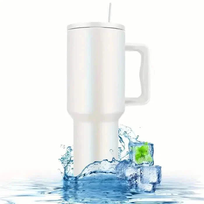 40oz Tumbler with Handle, Lid and Straw Insulated Cup Reusable Stainless Steel DailySale