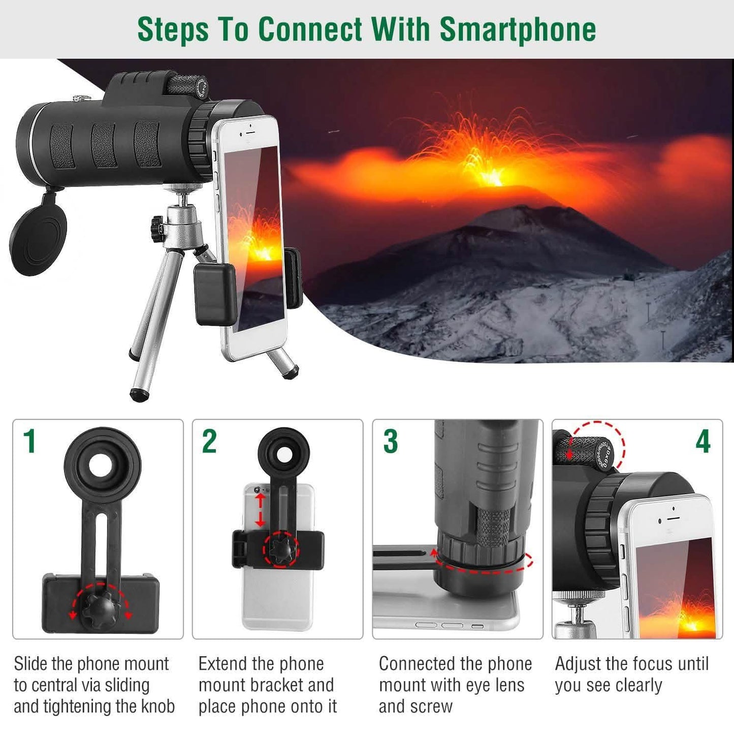 40x60 HD Optical Monocular Telescope with FMC Lens DailySale