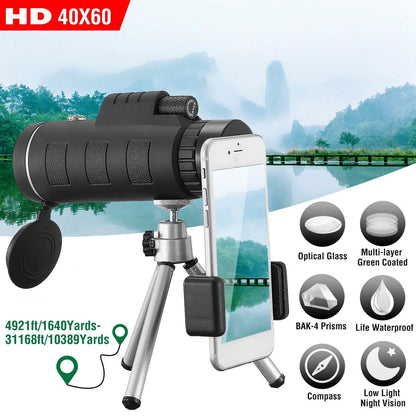 40x60 HD Optical Monocular Telescope with FMC Lens DailySale
