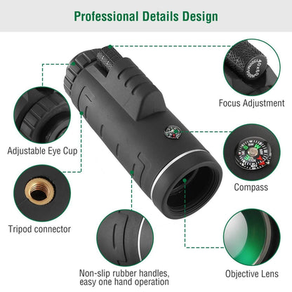 40x60 HD Optical Monocular Telescope with FMC Lens DailySale