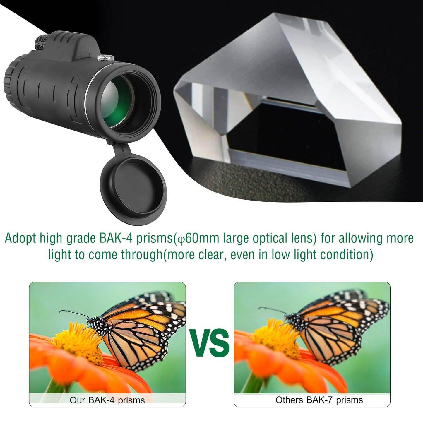 40x60 HD Optical Monocular Telescope with FMC Lens DailySale