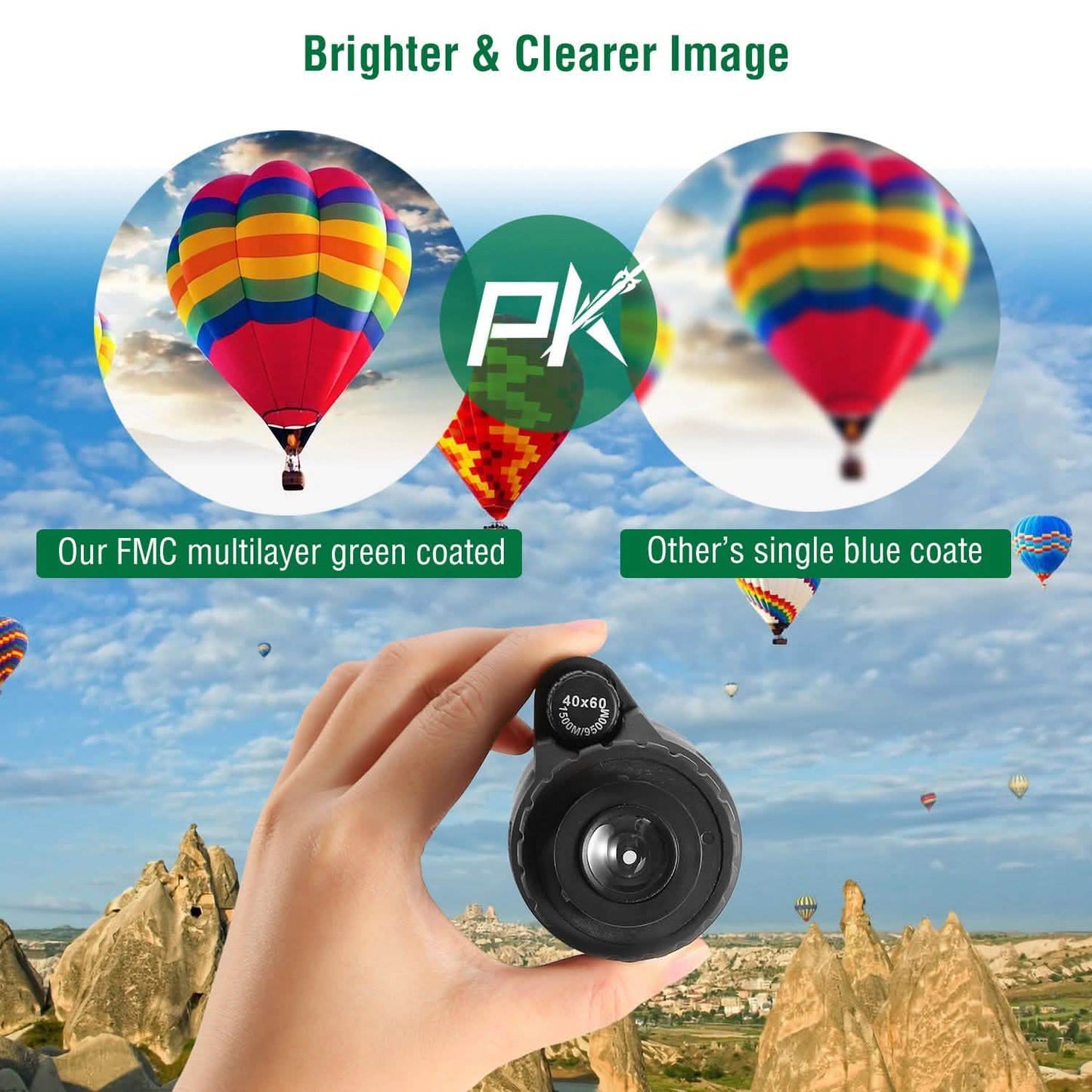 40x60 HD Optical Monocular Telescope with FMC Lens DailySale