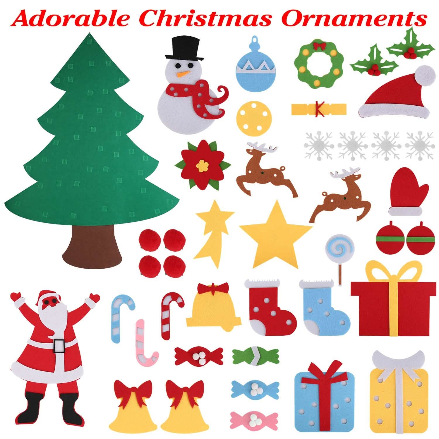 41-Piece: DIY Felt Christmas Tree Detachable Ornaments for Kids DailySale