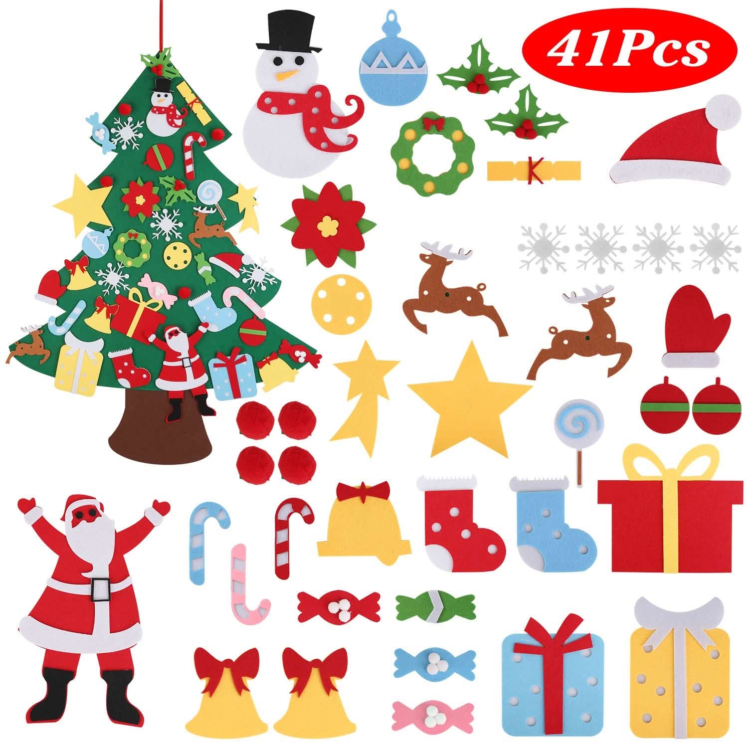 41-Piece: DIY Felt Christmas Tree Detachable Ornaments for Kids DailySale