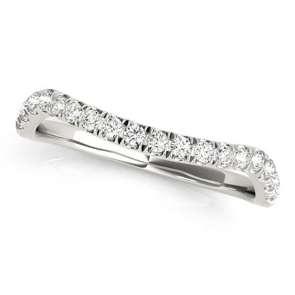 14k White Gold Curved Design Diamond Wedding Band (1/4 cttw) Bids.com