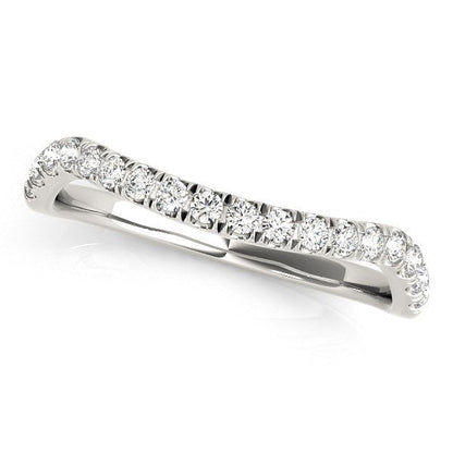 14k White Gold Curved Design Diamond Wedding Band (1/4 cttw) Bids.com