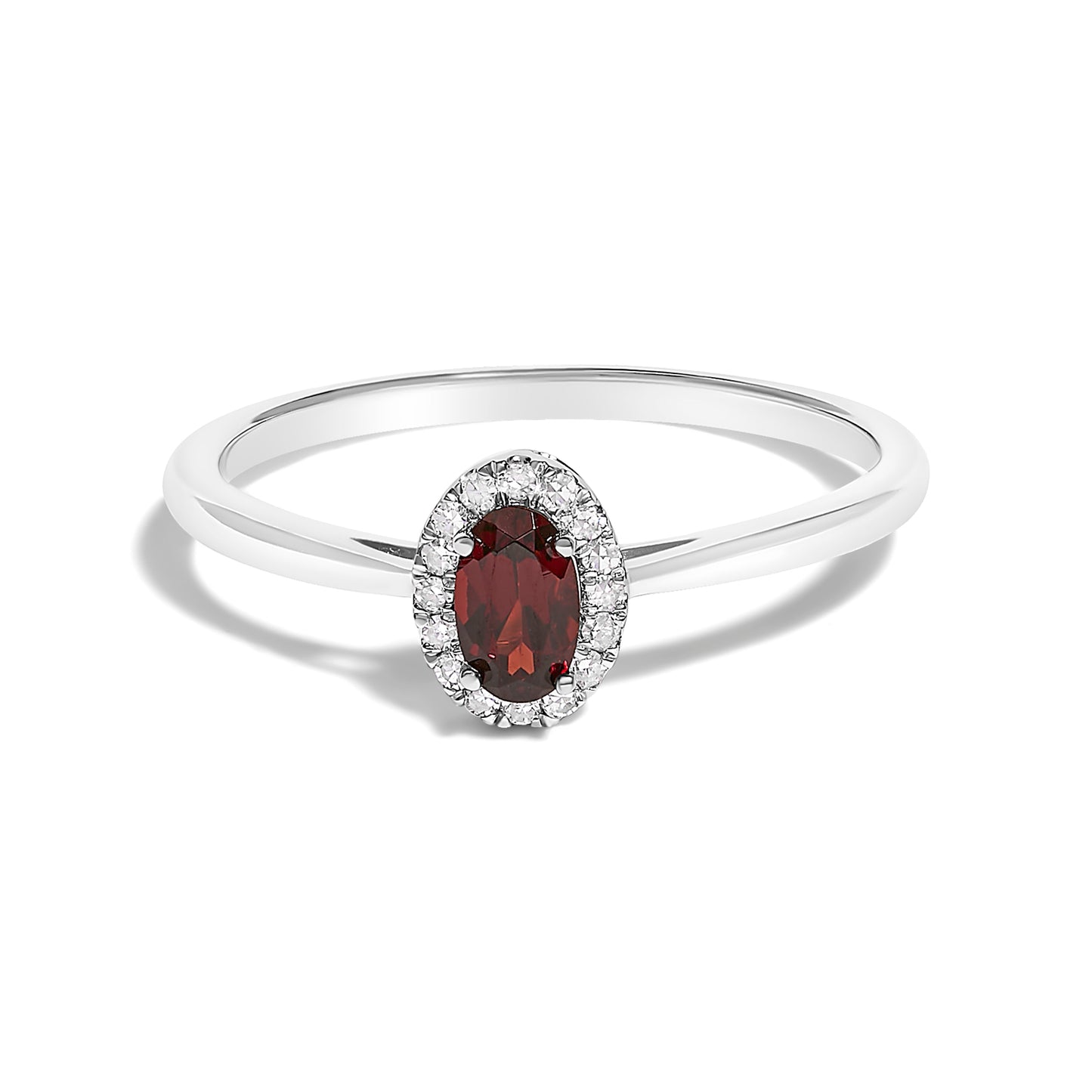10K White Gold 5X3MM Oval Purple Amethyst and Diamond Accent Halo Ring (I-J Color, I1-I2 Clarity) - Ring Size 6.5 Bids.com