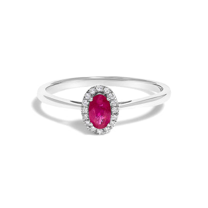 10K White Gold 5X3MM Oval Purple Amethyst and Diamond Accent Halo Ring (I-J Color, I1-I2 Clarity) - Ring Size 6.5 Bids.com