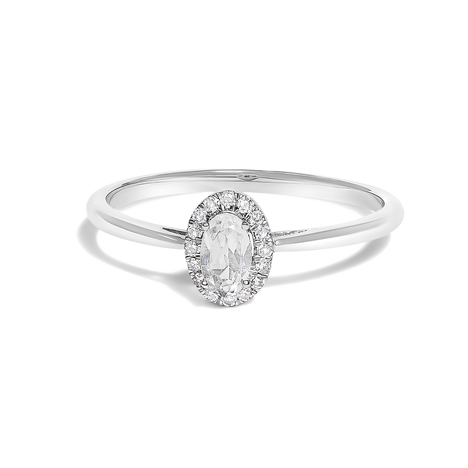 10K White Gold 5X3MM Oval Purple Amethyst and Diamond Accent Halo Ring (I-J Color, I1-I2 Clarity) - Ring Size 6.5 Bids.com