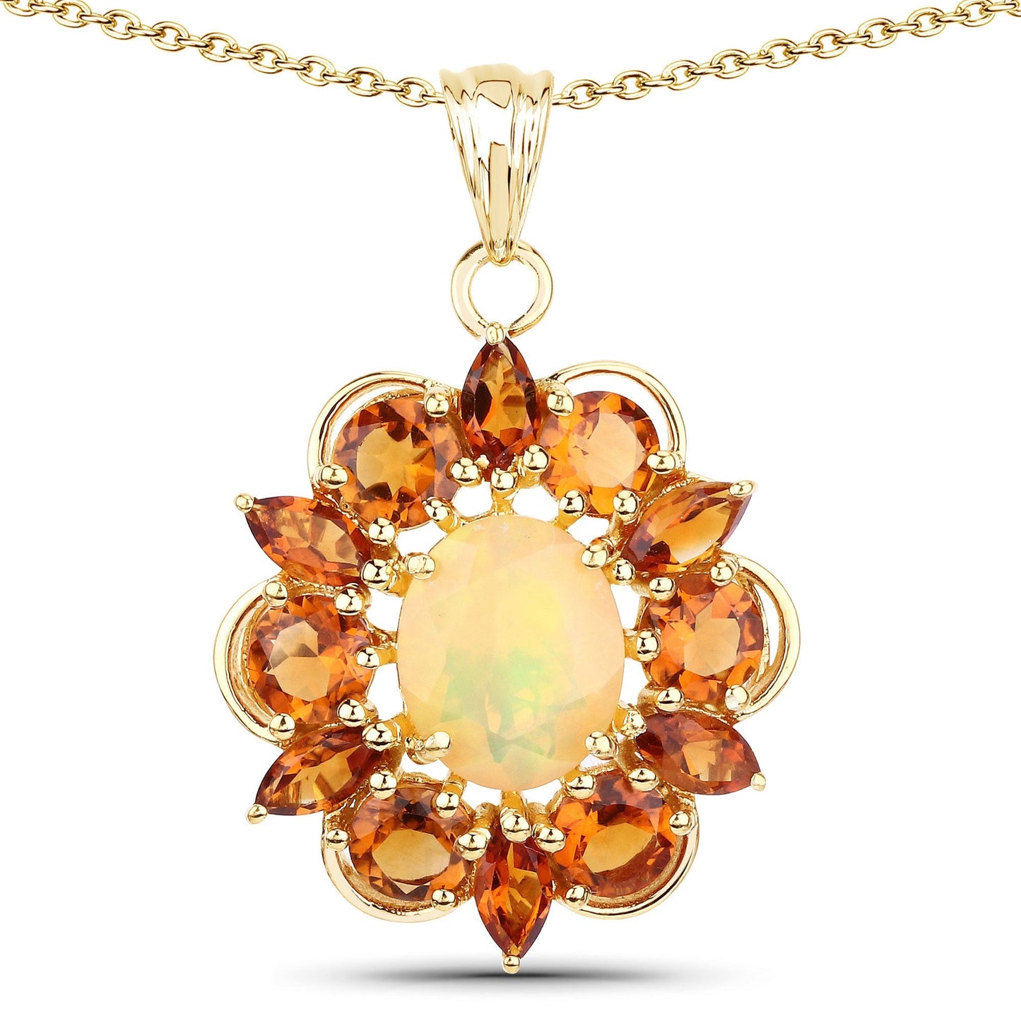 5.99 Carat Genuine Ethiopian Opal and Citrine .925 Sterling Silver Pendant Bids.com