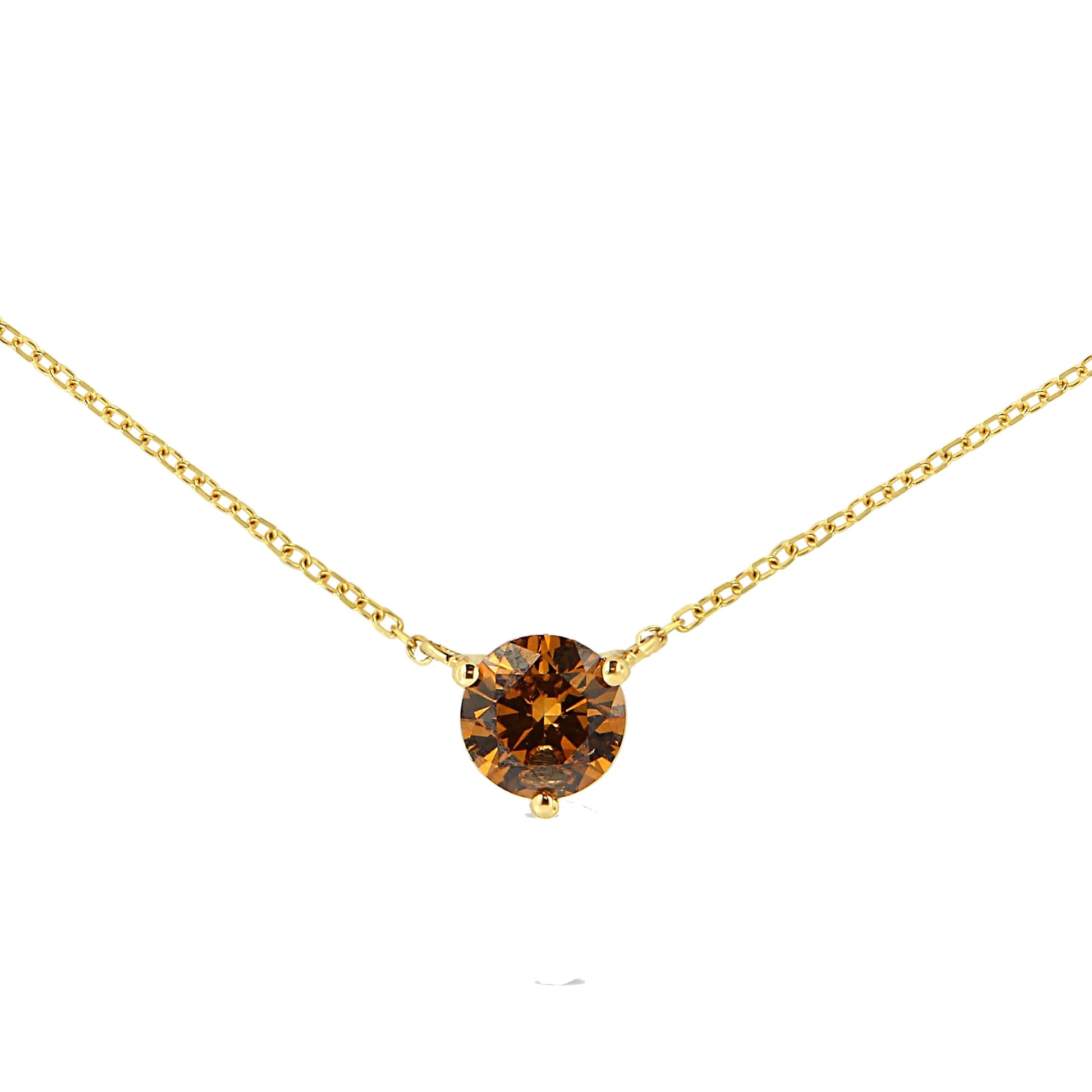 14K Yellow Gold 1/2 Cttw Martini Set Lab Grown Yellow Diamond Solitaire 18" Pendant Necklace (Yellow Color, VS2-SI1 Clarity) Bids.com