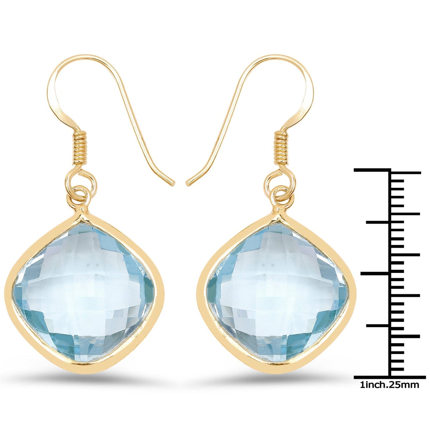 14K Yellow Gold Plated 29.00 Carat Genuine Blue Topaz .925 Sterling Silver Earrings Bids.com