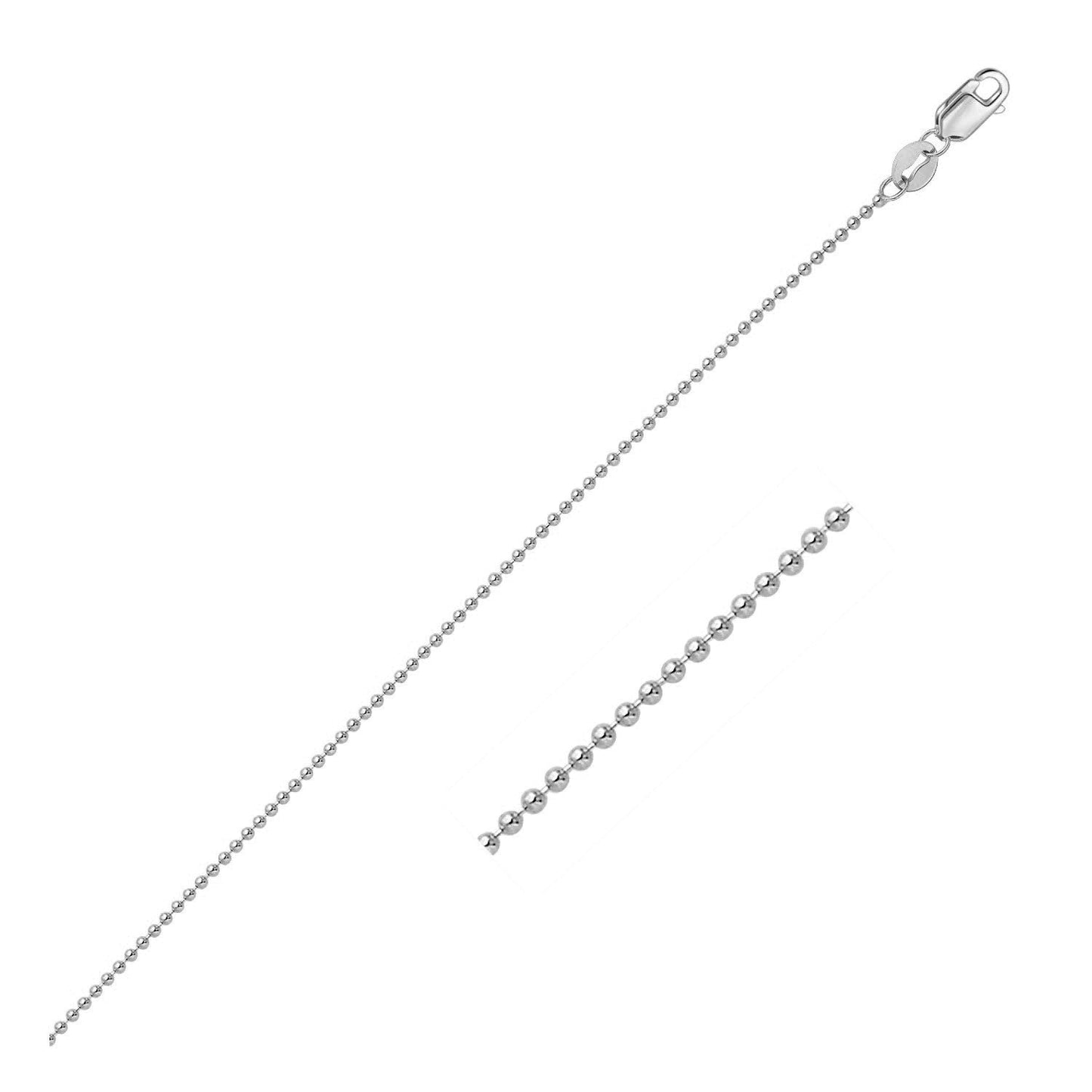 14k White Gold Bead Chain 1.0mm Bids.com