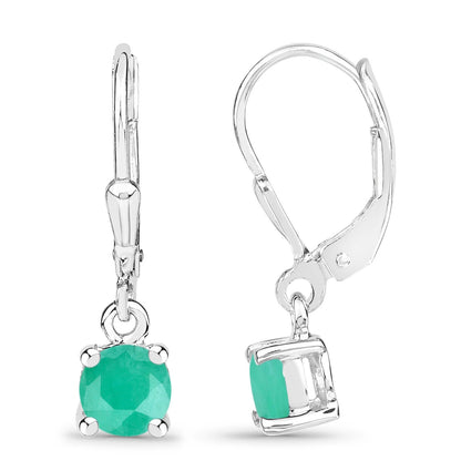 0.92 Carat Genuine Emerald .925 Sterling Silver Earrings Bids.com