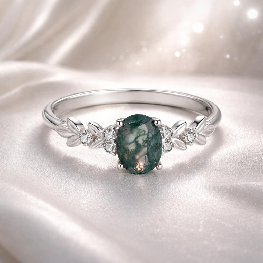 925 Sterling Silver Agate and CZ Pendant Ring Size 6 for Women Bids.com
