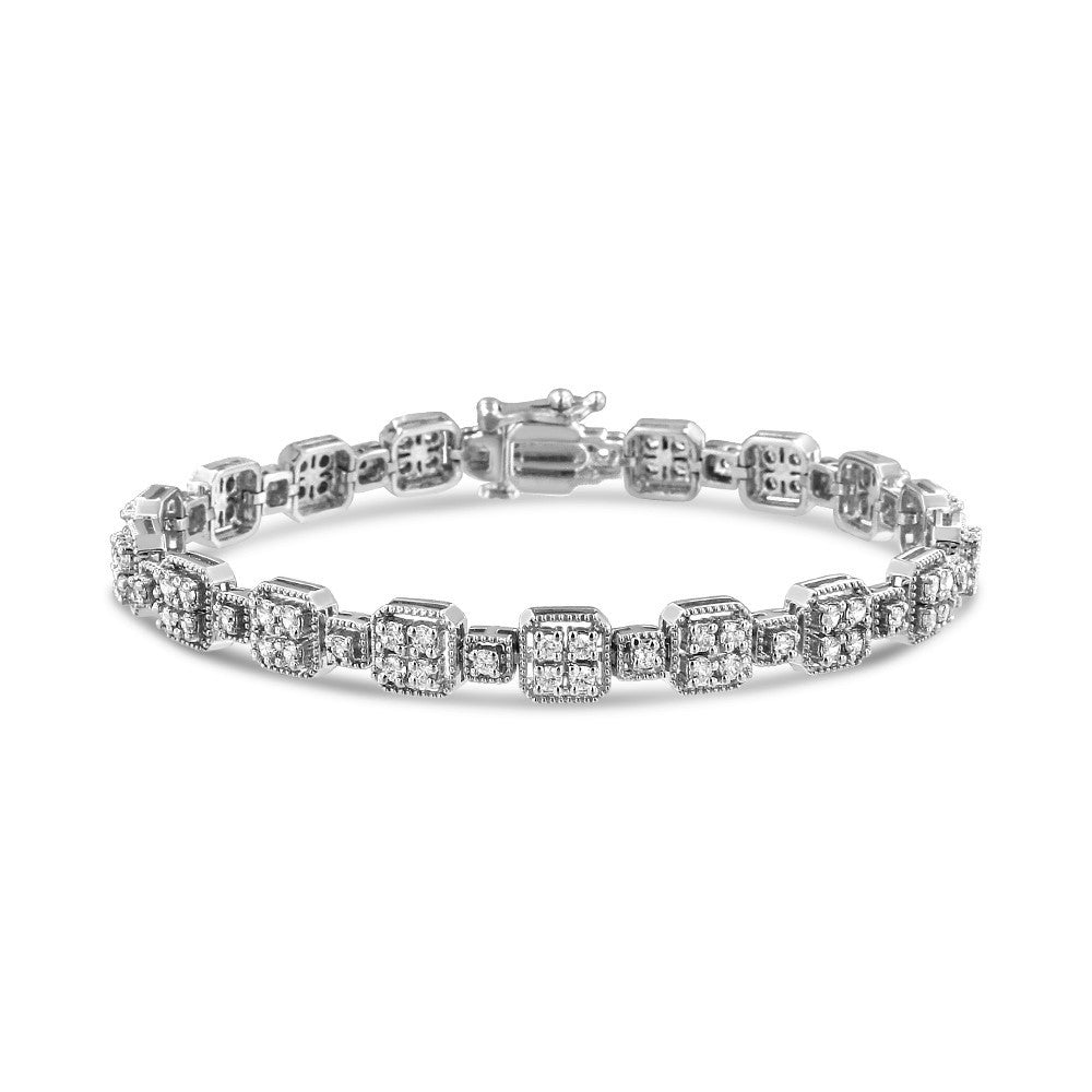 10K White Gold 2.0 Cttw Diamond Square Link Bracelet (J-K Color, I2-I3 Clarity) - Size 7.25" Bids.com