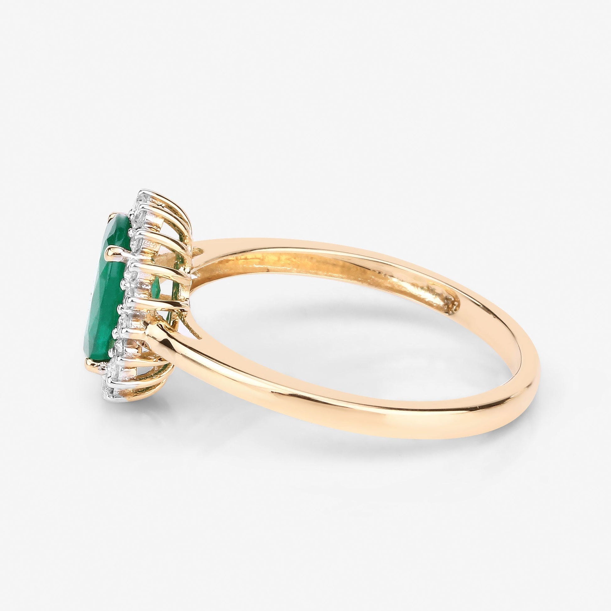 1.34 Carat Genuine Zambian Emerald and White Diamond 14K Yellow Gold Ring Bids.com