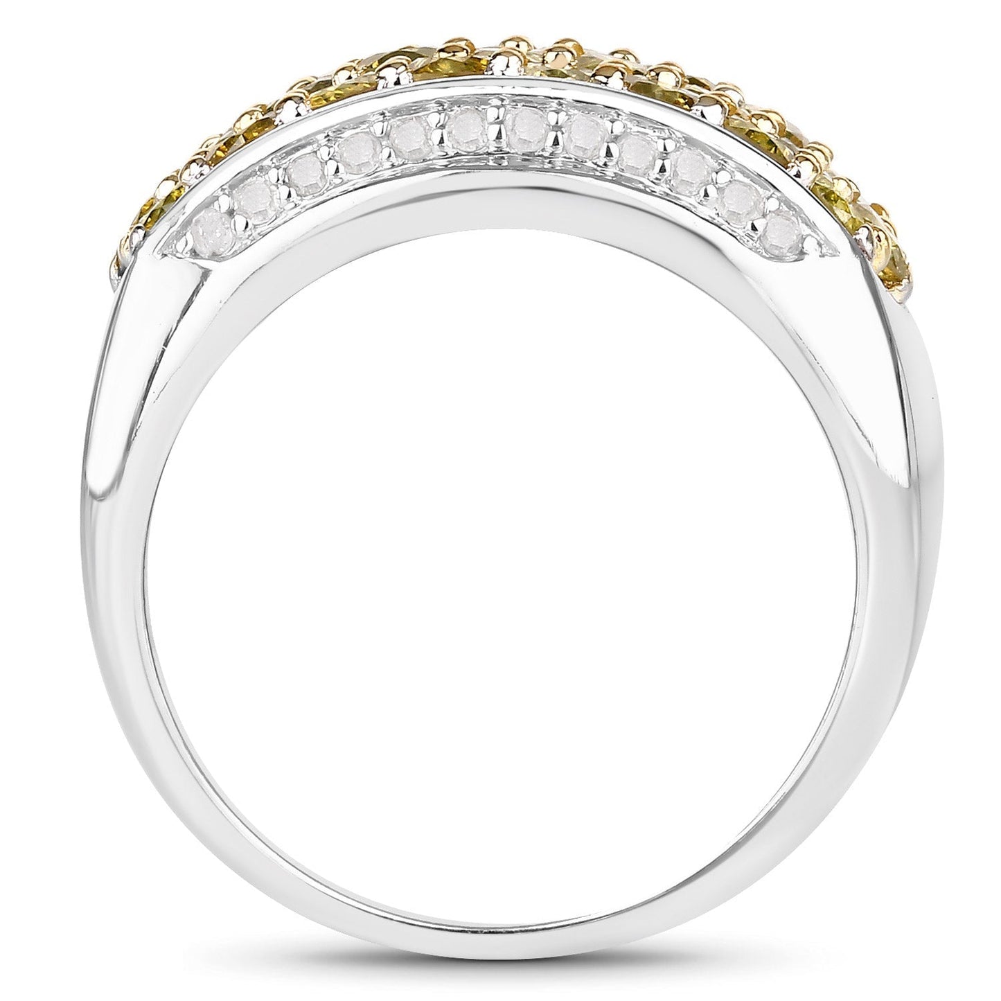 1.91 Carat Genuine Yellow Diamond and White Diamond .925 Sterling Silver Ring Bids.com