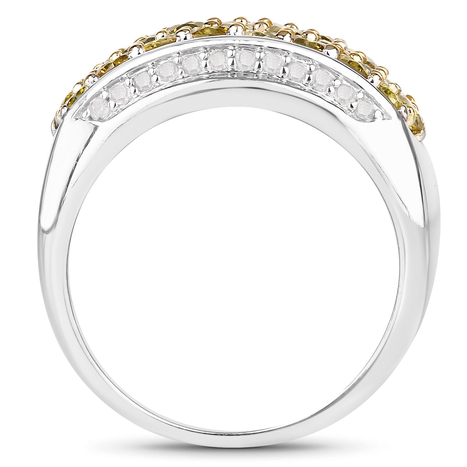 1.91 Carat Genuine Yellow Diamond and White Diamond .925 Sterling Silver Ring Bids.com