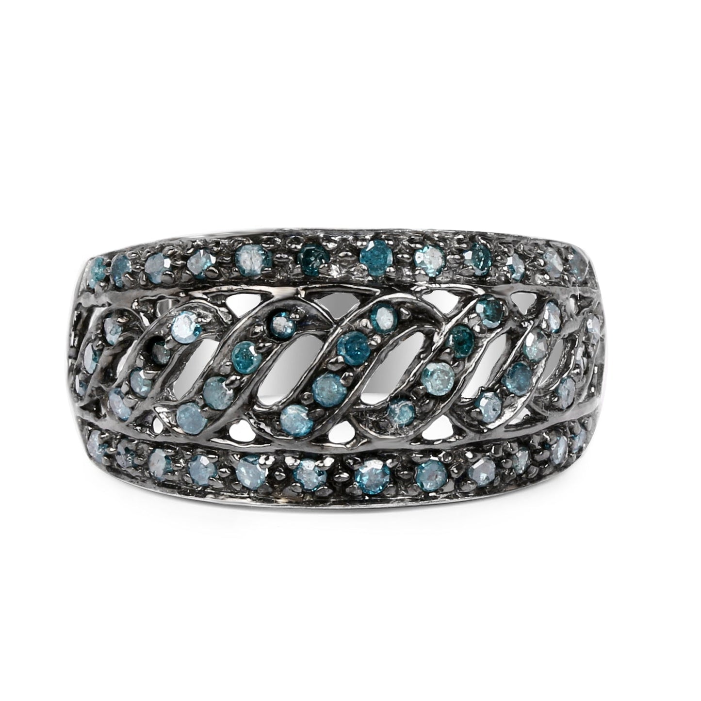 0.60 Carat Genuine Blue Diamond .925 Sterling Silver Ring Bids.com