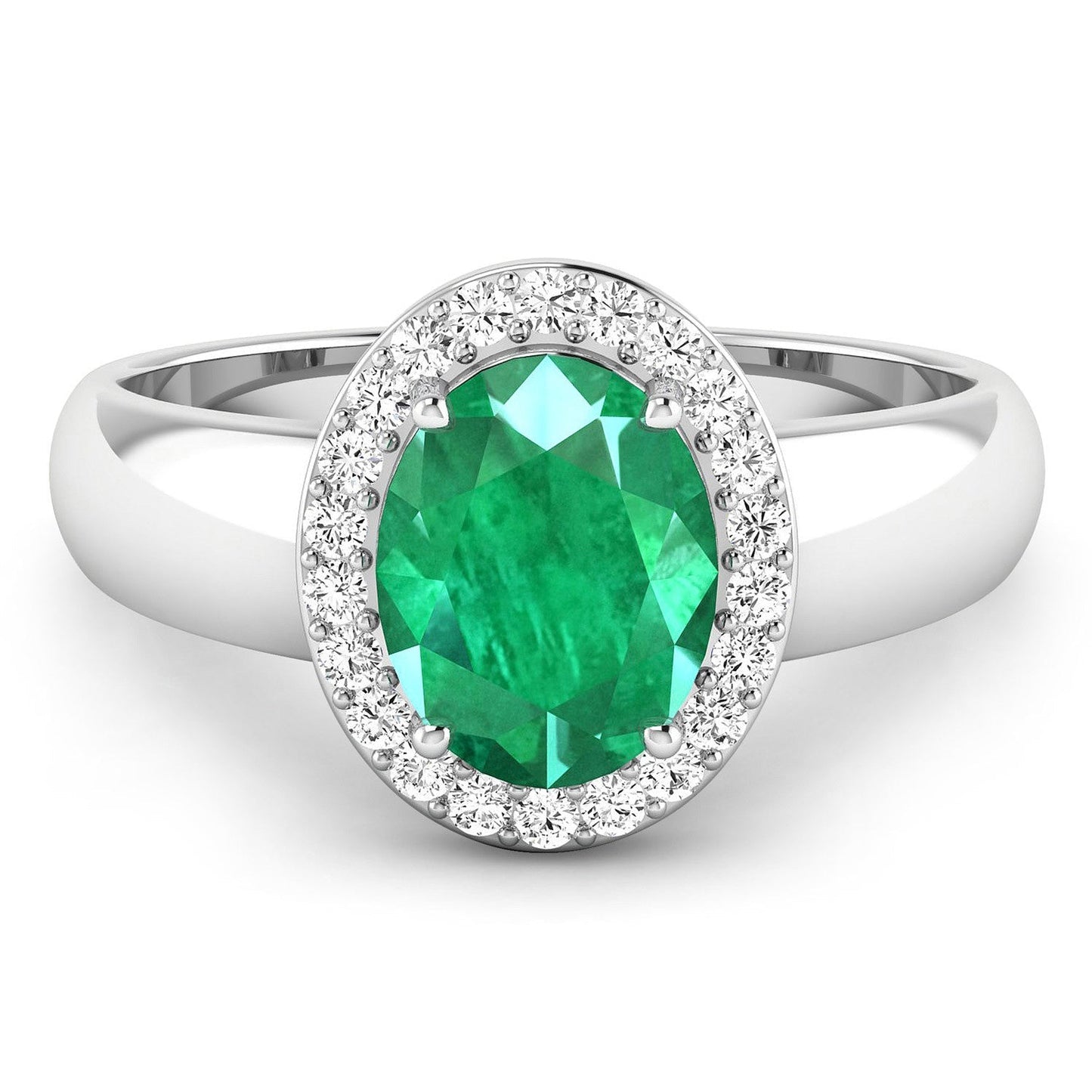 1.87 Carat Genuine Zambian Emerald and White Diamond 14K White Gold Ring Bids.com