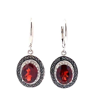 .38ct Garnet Diamond Dangle Earrings Sterling Silver Bids.com