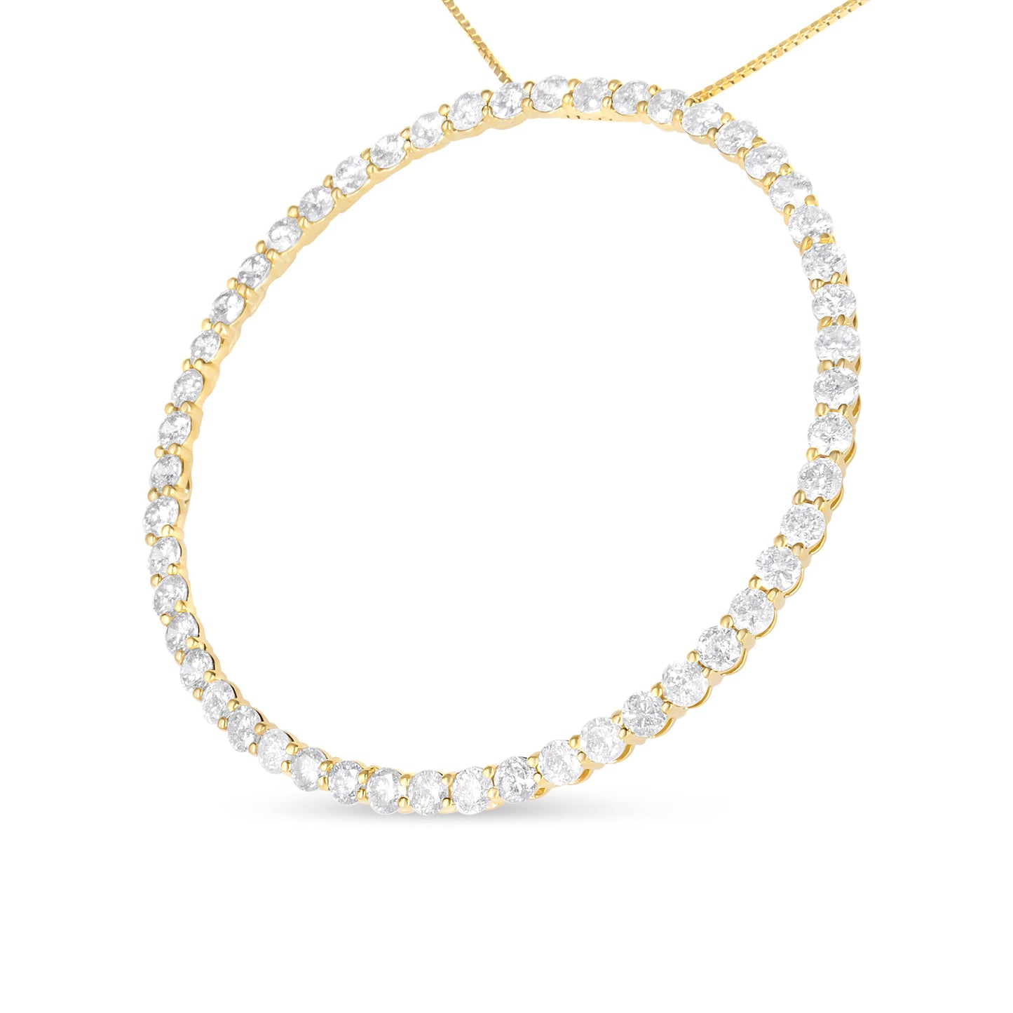 10K Yellow Gold Plated .925 Sterling Silver 4 Cttw Diamond Circle Hoop 18" Pendant Necklace (J-K Color, I1-I2 Clarity) Bids.com