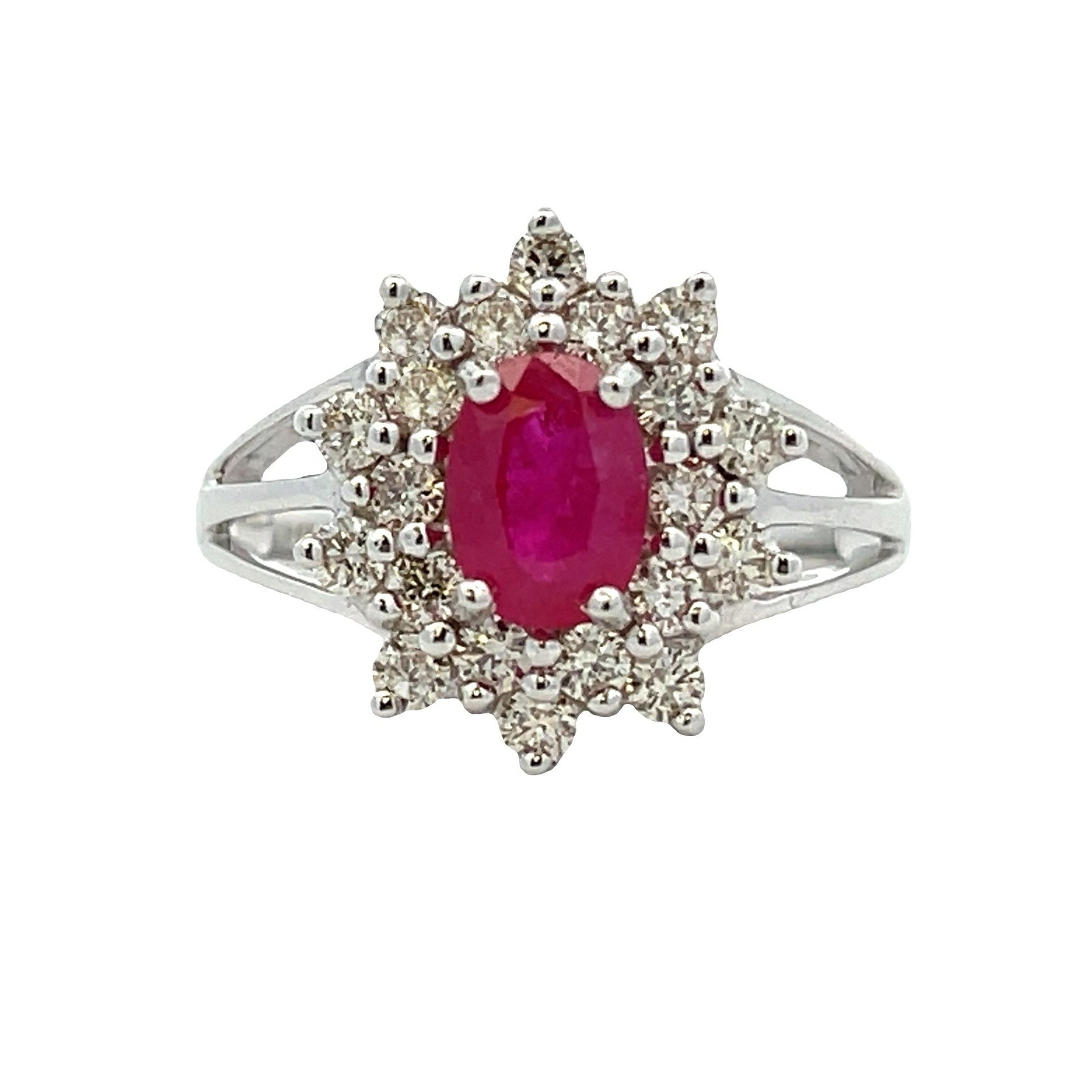 Natural 1.65ct Ruby Diamond Ring 14KT White Gold Bids.com