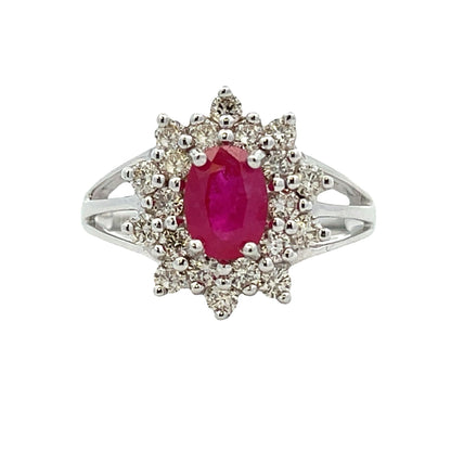 Natural 1.65ct Ruby Diamond Ring 14KT White Gold Bids.com